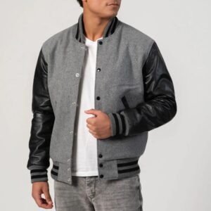 Daniel Oxford Wool Body & Black Leather Sleeves Varsity Jacket