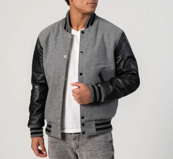 Daniel Oxford Wool Body & Black Leather Sleeves Varsity Jacket