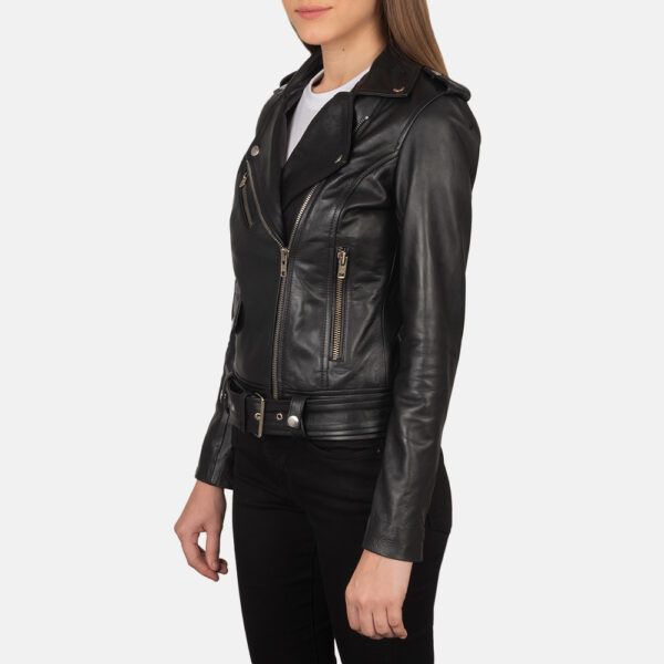 Charlotte Black Leather Biker Jacket - Image 3