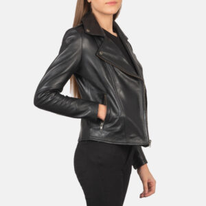 Luna Black Leather Biker Jacket