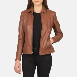 Elizabeth Brown Leather Biker Jacket
