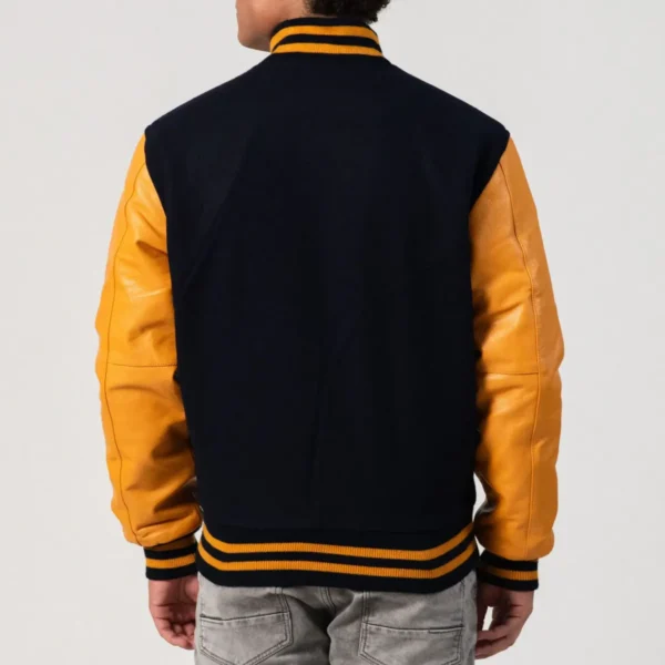 Henry Black Wool Body & Gold Leather Sleeves Varsity Jacket (Copy) - Image 2