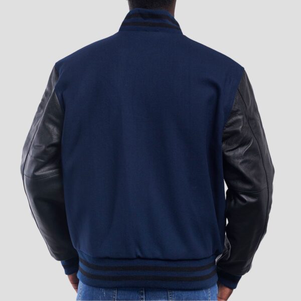 Elijah High Royal Wool Body & Black Leather Sleeves Varsity Jacket - Image 2