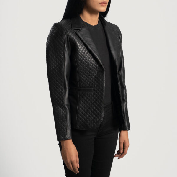 Andi Quilted Black Leather Blazer - Image 4