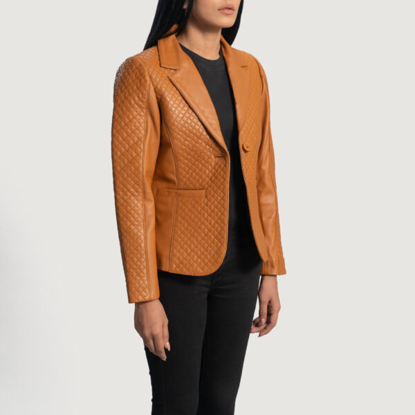 Andi Quilted Brown Leather Blazer - Image 3