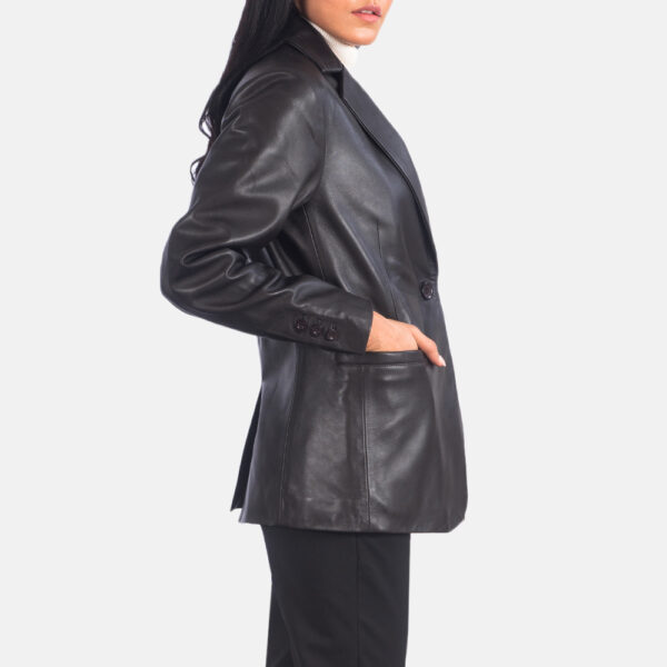 Lily Black Leather Blazer - Image 3