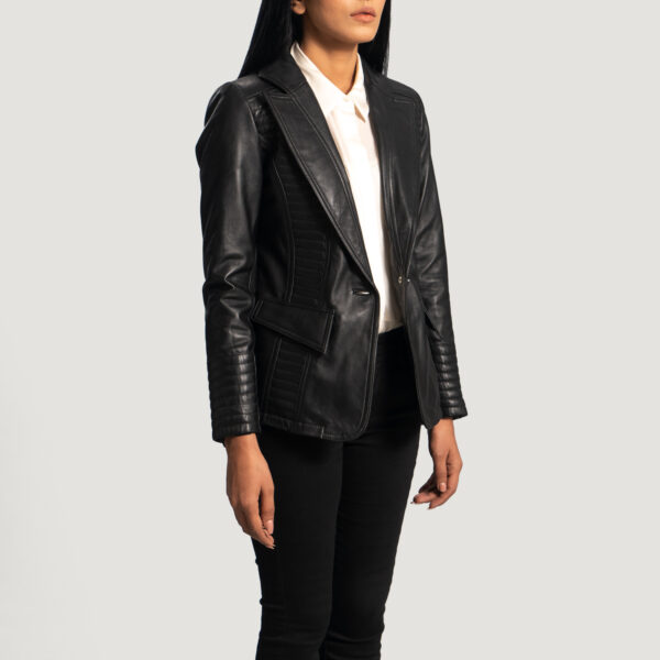 Rose Qualitied Black Leather Blazer - Image 3