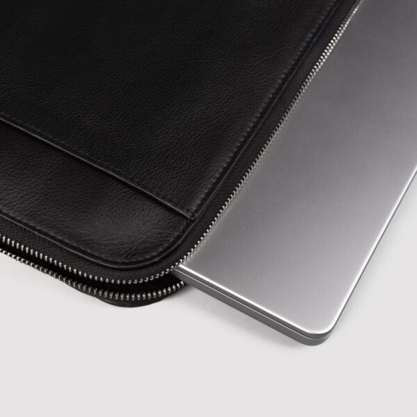 Alex Black Leather Laptop Bag - Image 3