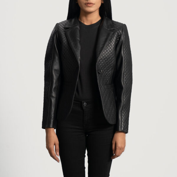 Andi Quilted Black Leather Blazer - Image 3