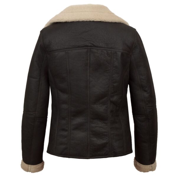 Rose Black Shearling Sheepskin Leather Jacket - Image 4
