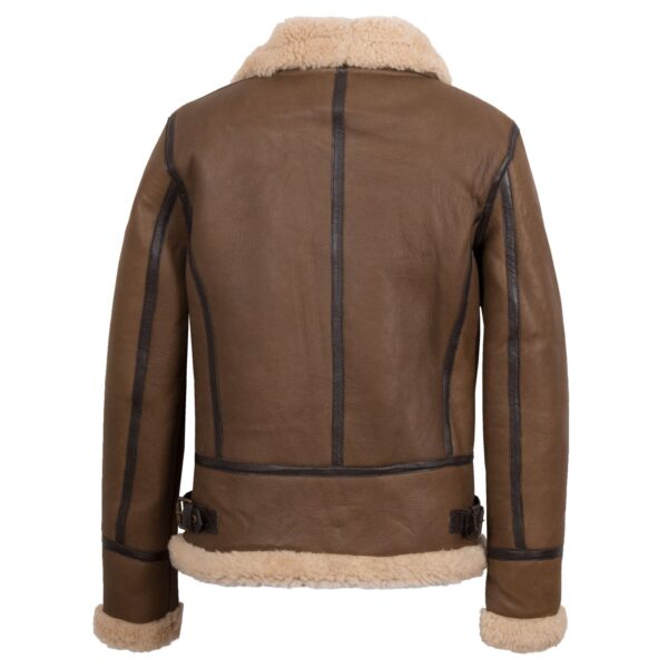 Andi Brown Hooded Shearling Sheepskin Leather Jacket - Image 9