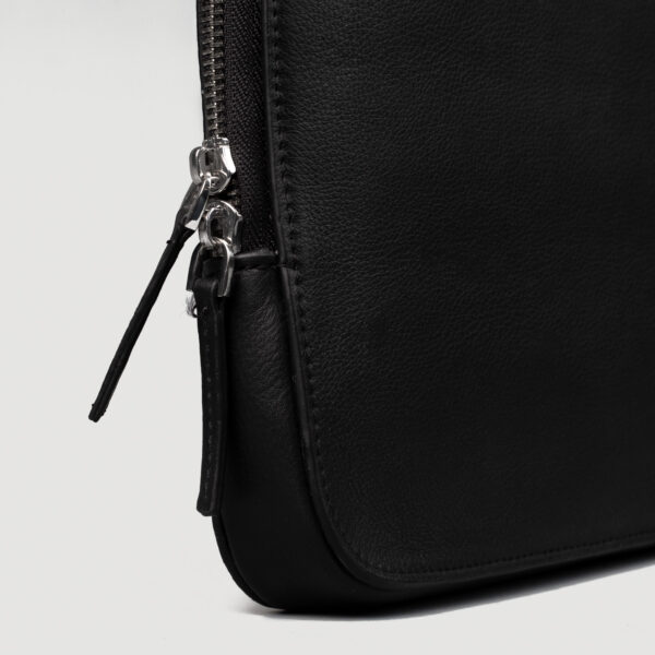 Alex Black Leather Laptop Bag - Image 4