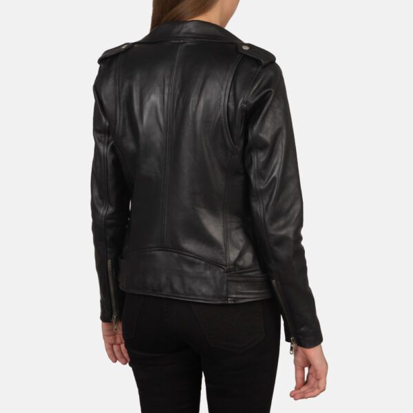 Charlotte Black Leather Biker Jacket - Image 4