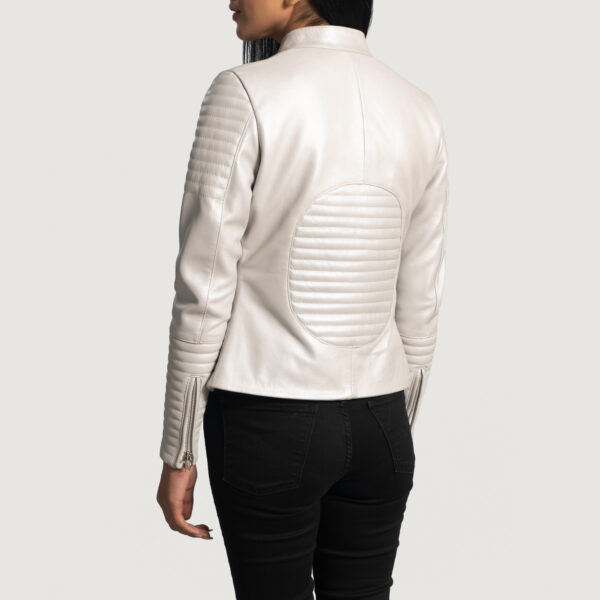 Isla Quilted Silver Leather Biker Jacket - Image 2