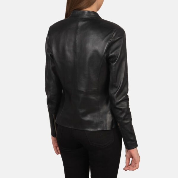 Harper Black Leather Biker Jacket - Image 3