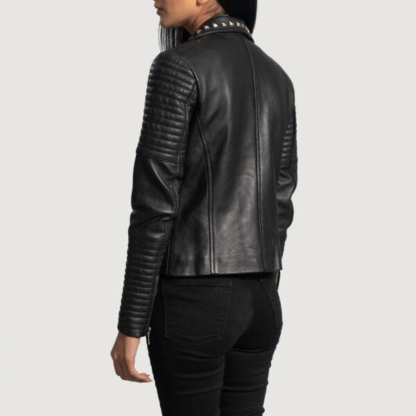 Andi Studded Black Leather Biker Jacket - Image 2