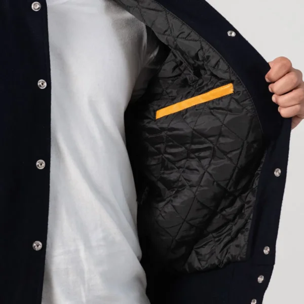 Henry Black Wool Body & Gold Leather Sleeves Varsity Jacket (Copy) - Image 3