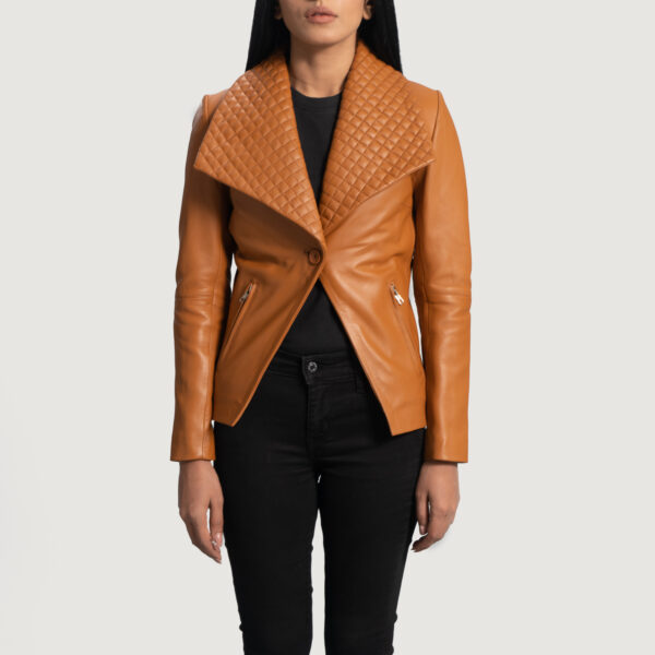Mia Qualitied Brown Leather Blazer