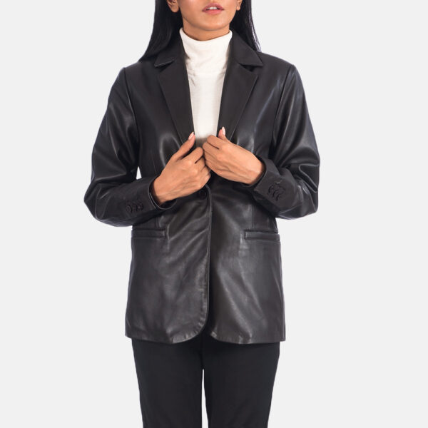 Lily Black Leather Blazer - Image 2