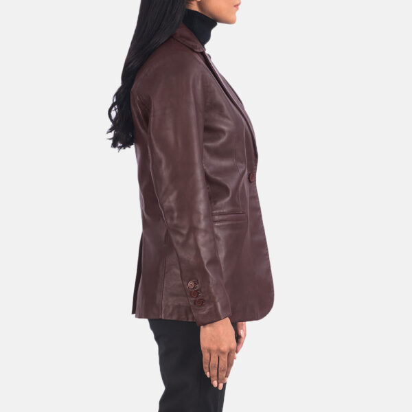 Lily Maroon Leather Blazer - Image 5