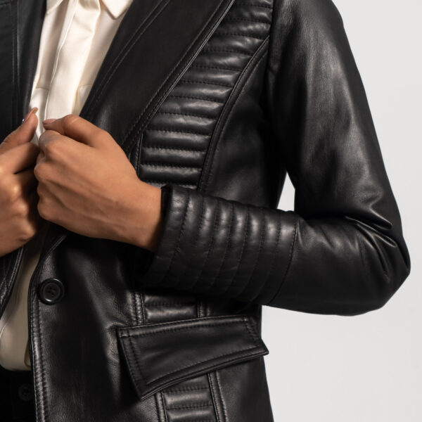 Rose Qualitied Black Leather Blazer