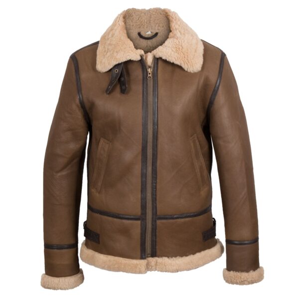 Andi Brown Hooded Shearling Sheepskin Leather Jacket - Image 8