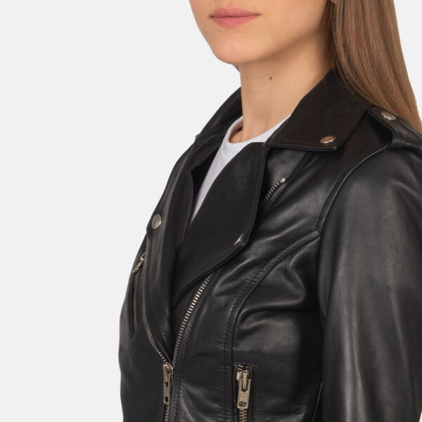 Charlotte Black Leather Biker Jacket - Image 5
