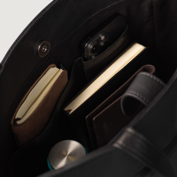 Sophia Black Leather Tote Bag - Image 4