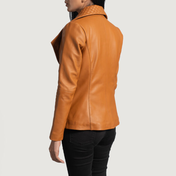 Mia Qualitied Brown Leather Blazer - Image 2