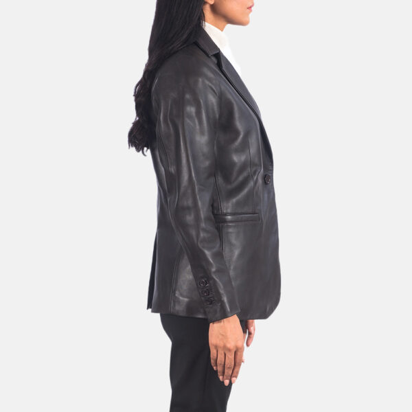 Lily Black Leather Blazer - Image 4