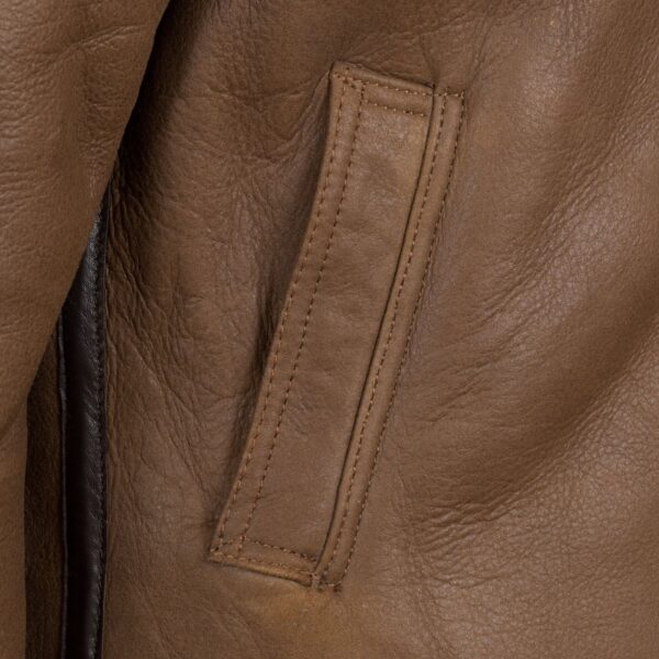 Andi Brown Hooded Shearling Sheepskin Leather Jacket - Image 7