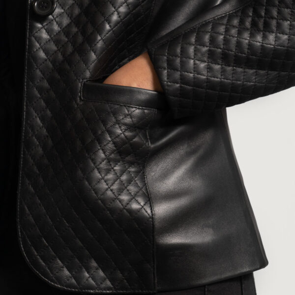 Andi Quilted Black Leather Blazer - Image 5