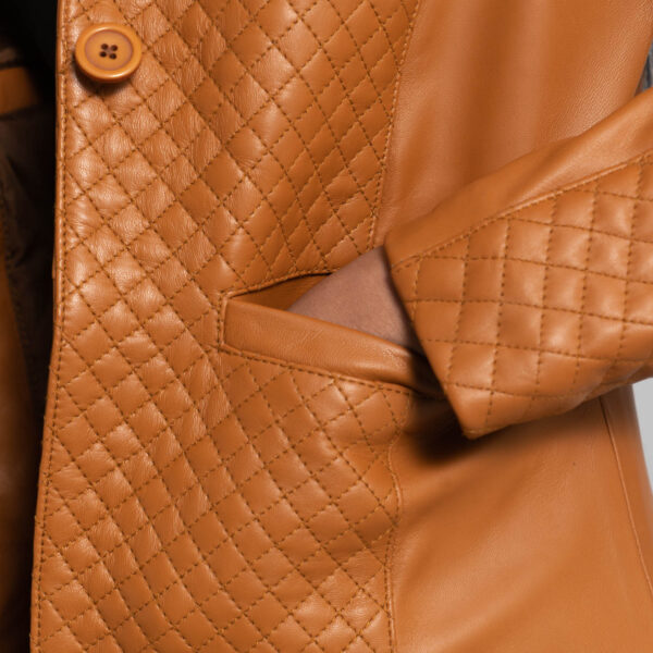Andi Quilted Brown Leather Blazer - Image 4