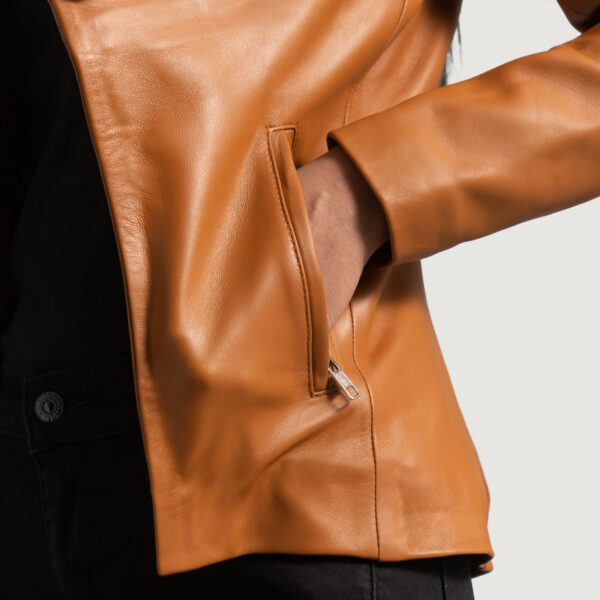 Mia Qualitied Brown Leather Blazer - Image 5