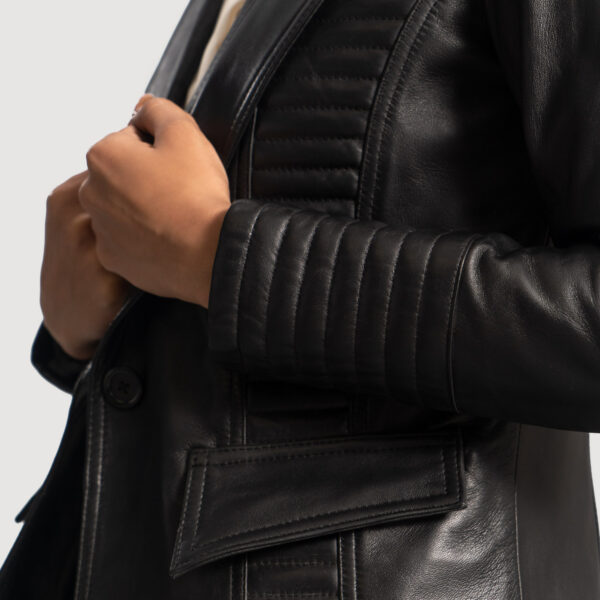 Rose Qualitied Black Leather Blazer - Image 5