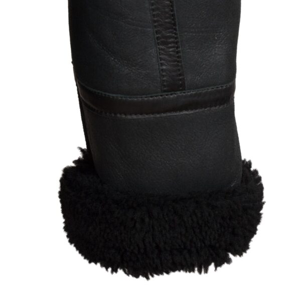 Mia Black Hooded Shearling Sheepskin Leather Jacket - Image 5