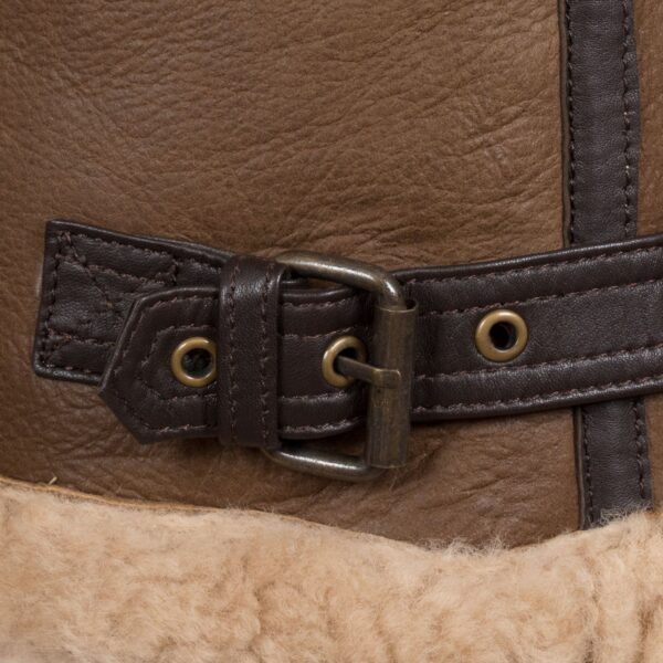 Andi Brown Hooded Shearling Sheepskin Leather Jacket - Image 6