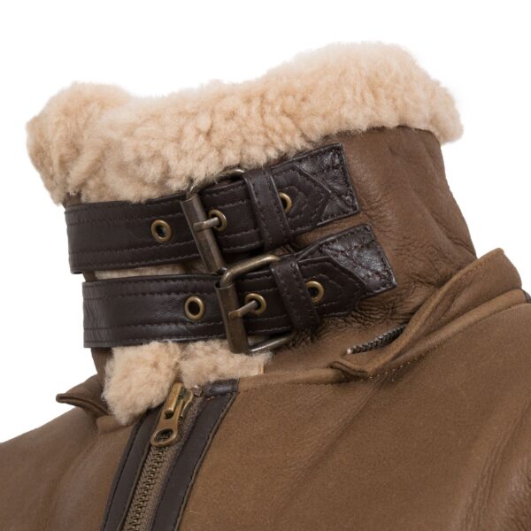 Andi Brown Hooded Shearling Sheepskin Leather Jacket - Image 5