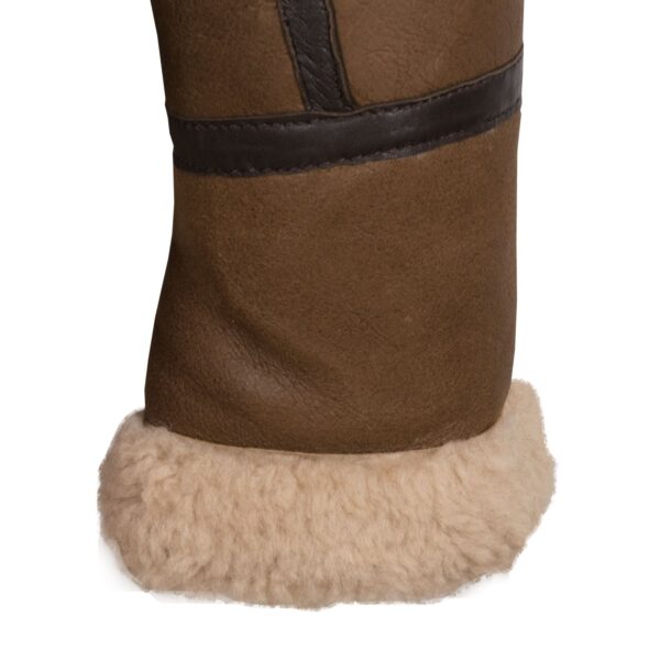 Andi Brown Hooded Shearling Sheepskin Leather Jacket - Image 3
