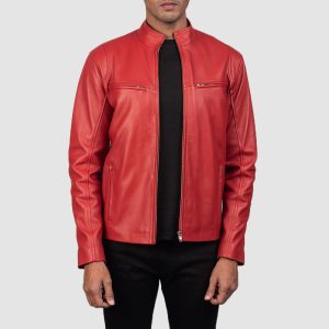Liam Red Leather Biker Jacket