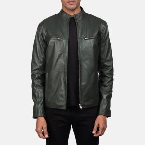Liam Green Leather Biker Jacket