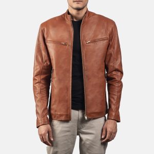 Liam Brown Leather Biker Jacket