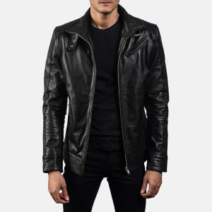 Asher Black Leather Biker Jacket