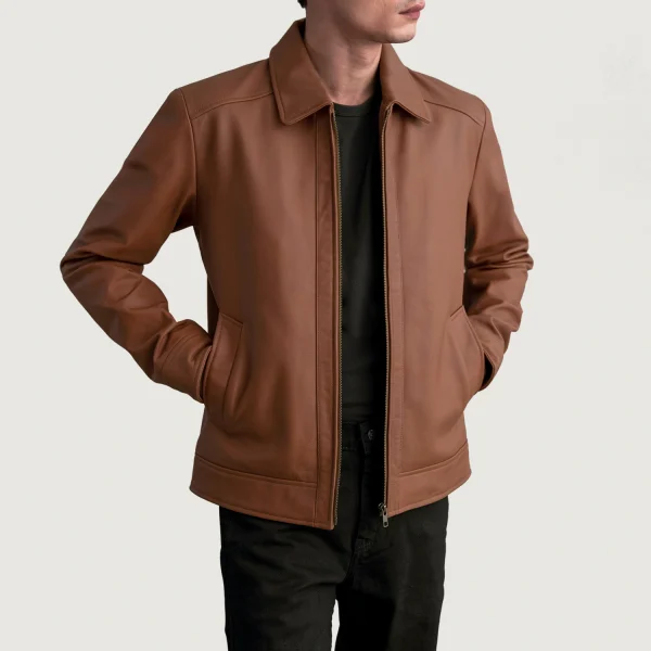 Henry Brown Leather Biker Jacket