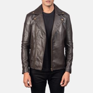 Michael Brown Leather Biker Jacket