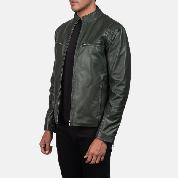 Liam Green Leather Biker Jacket - Image 3