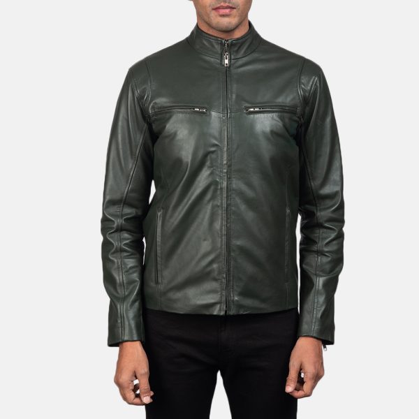 Liam Green Leather Biker Jacket - Image 2