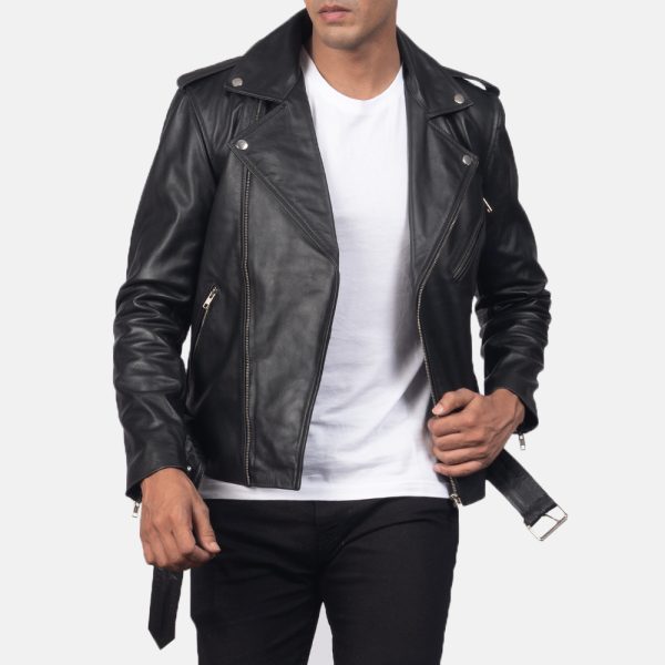 Elijah Black Leather Biker Jacket