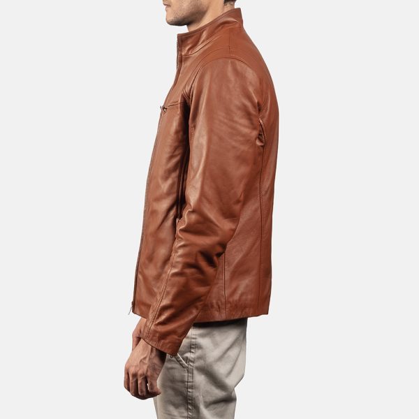 Liam Brown Leather Biker Jacket - Image 4