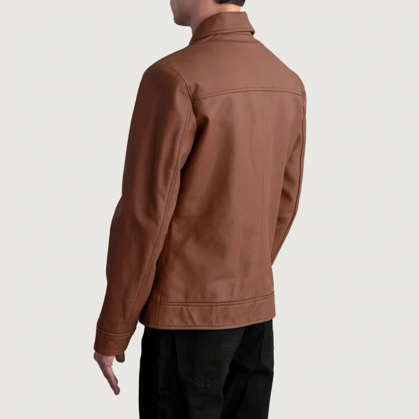 Henry Brown Leather Biker Jacket - Image 5